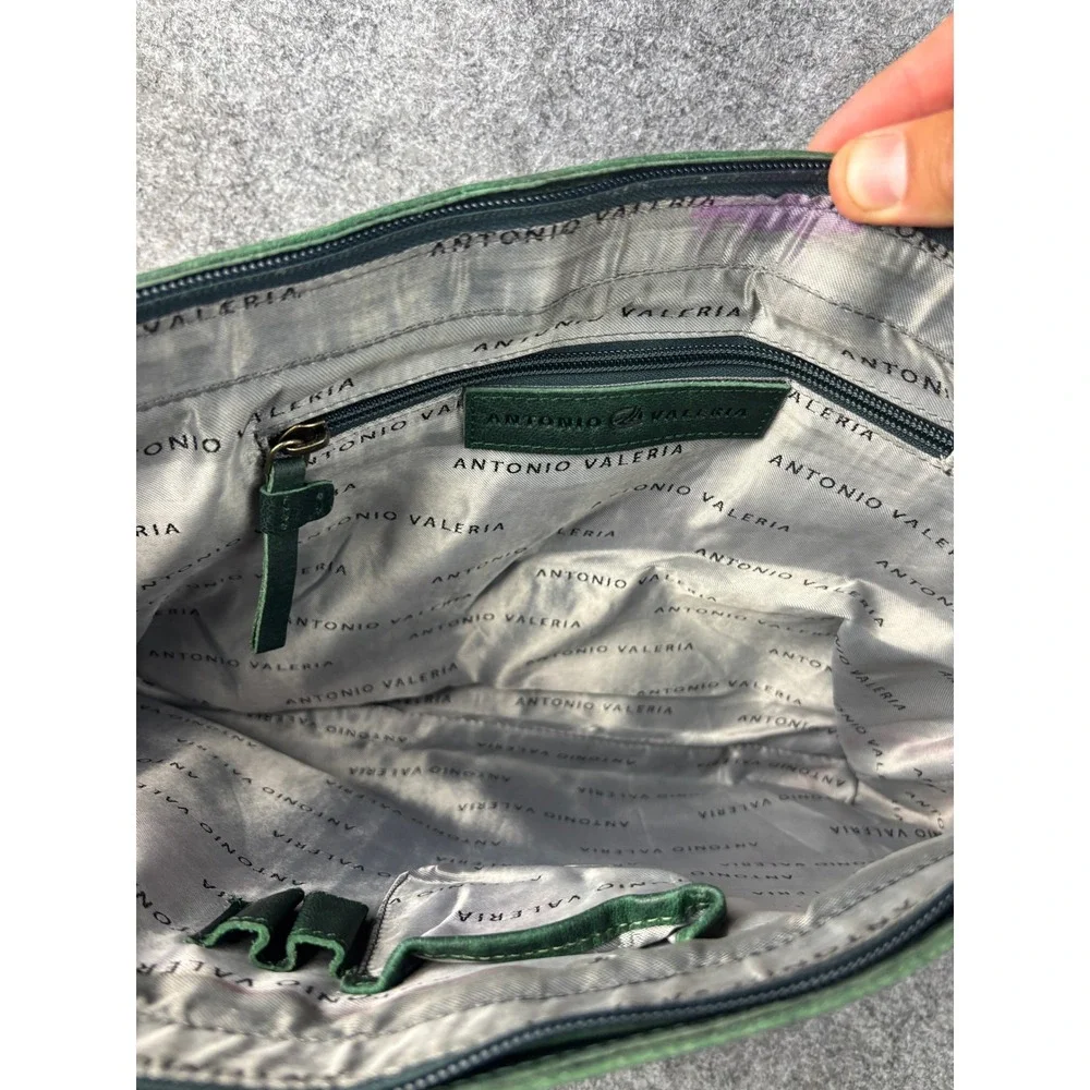 Antonio Valeria Messenger Bag Mens Large Green Leather Crossbody Satchel